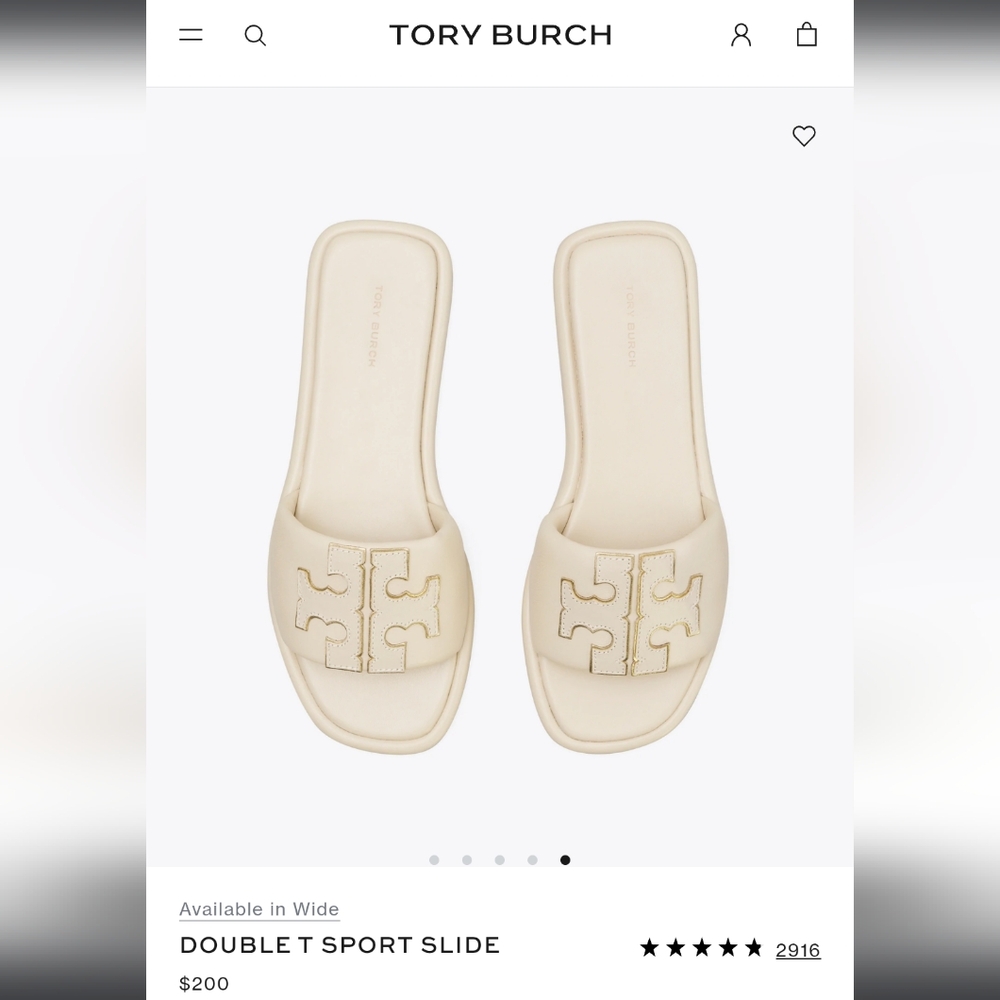 Tory Burch Cream Double T Sport Slide Sandals